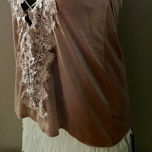 DO+BE Chic Champagne Velvet LACE-UP Cami TOP Medium - Picture 12 of 13
